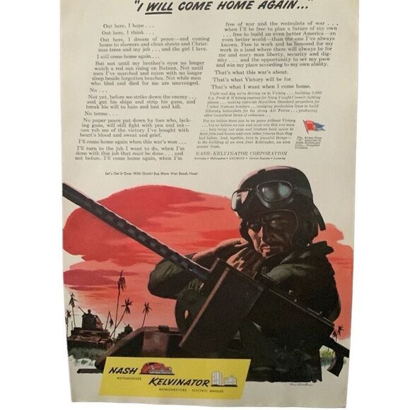 Vintage 1943 Nash Kelvinator Will Come Home Again Ad Advertisement - Picture 2 of 4